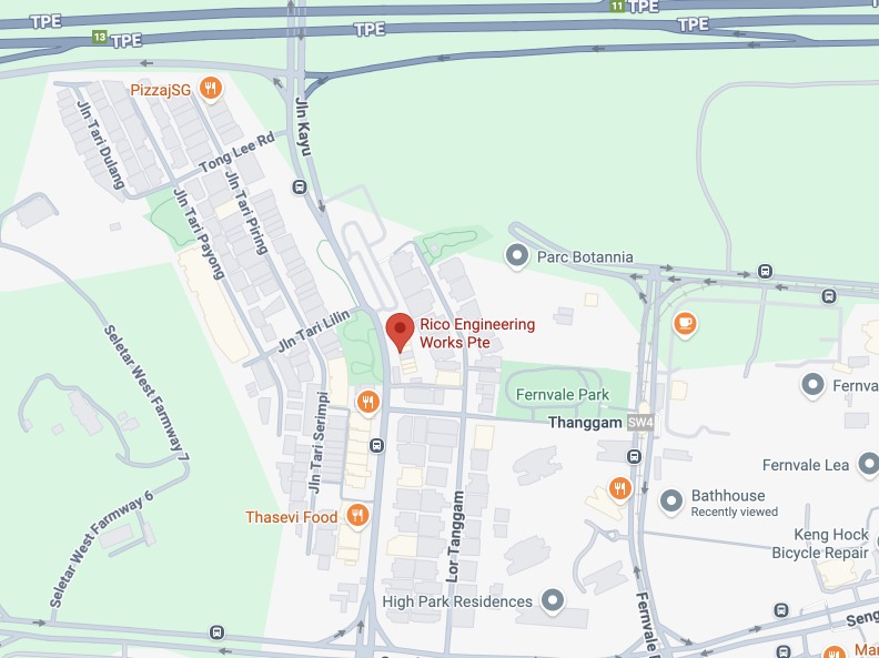 Map showing RICO Engineering Works near Jalan Kayu